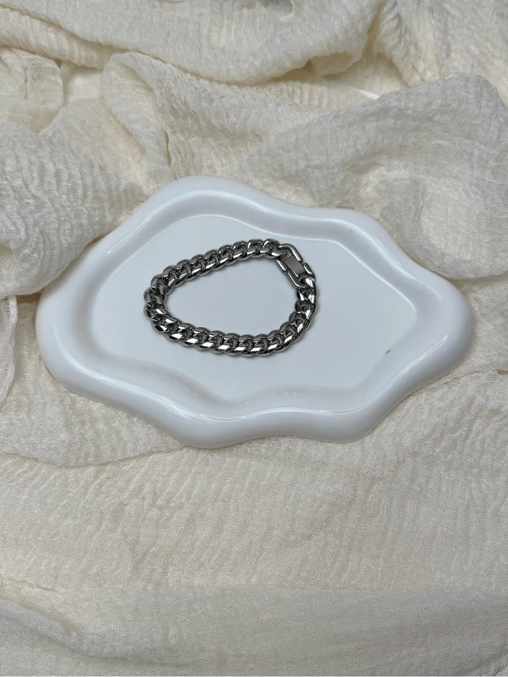 Chunky Silver Curb Chain Bracelet